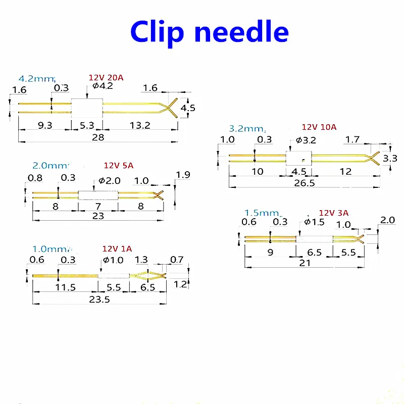 

2 шт., пружинные клипсы 1,0, 1,5, 2,0, 3,0, 4,0