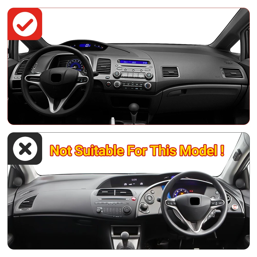 Für Honda Civic 8th 2006 2007 2008 2009 2010 2011 Auto Dashboard Abdeckung Sonnenschutz Anti-Uv-Matte Instrument Panel teppiche Zubehör – Detail 1