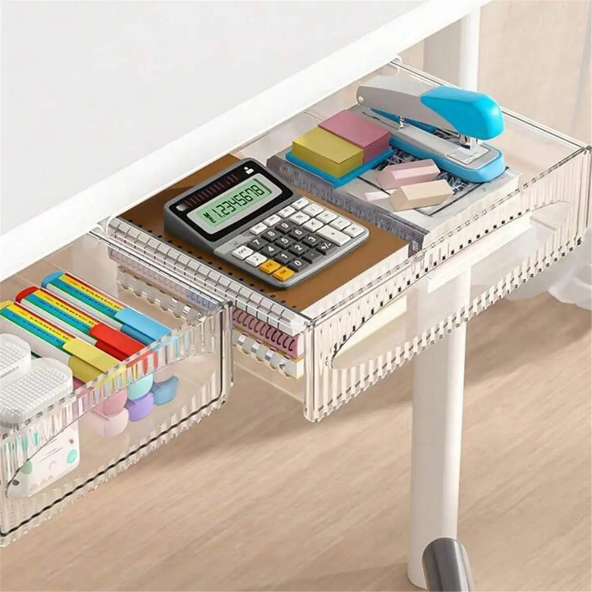 NEW Storage Table Shelf Storage Box Pull Out Storage Box Hanging Under Desk Drawer Large Capacity Undertable Drawer Black