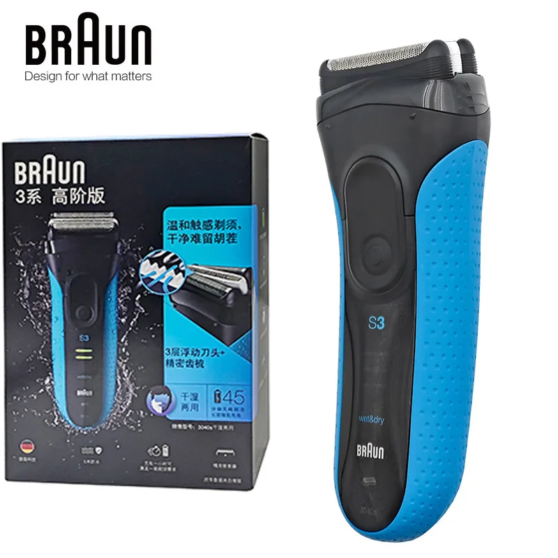 Braun Series 3 Proskin Electric Shaver 3040s Wet&Dry Shaving Hair Cutting Skin Comfort for Men Foil Razor with Precision Trimmer