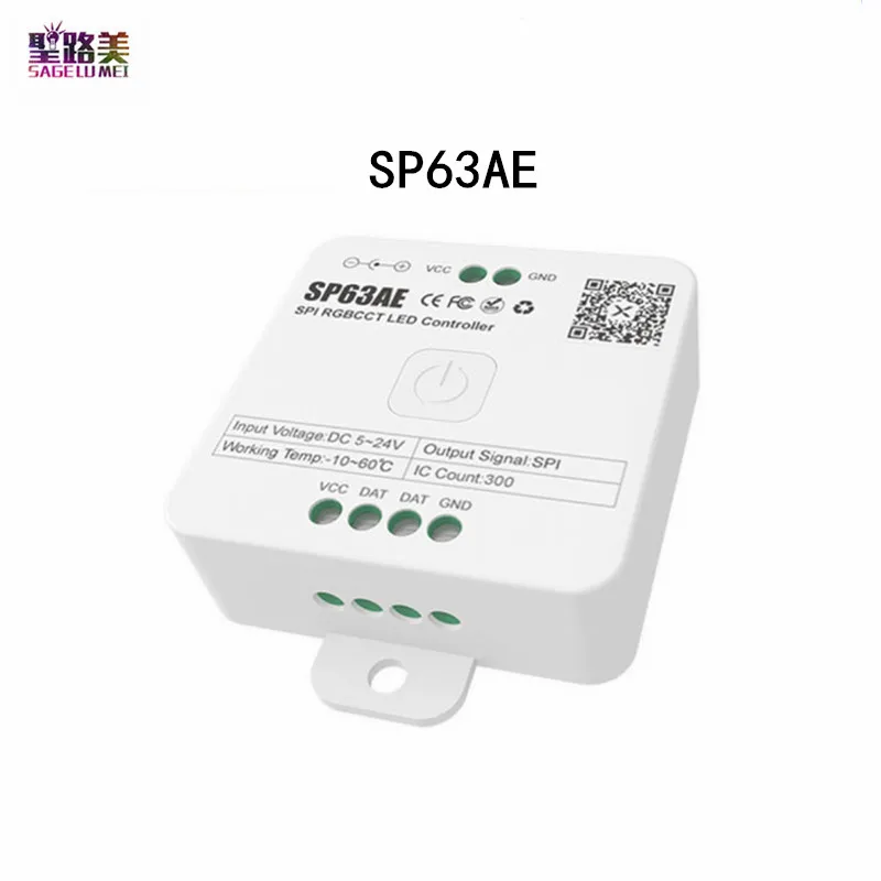 

SP63AE 12V SPI 5CH Channel RGBCCT Pixel Controller DC5V-24V 2.4G RF Phone App Control For Addressable IC 2812 2811 2815 LED Tape