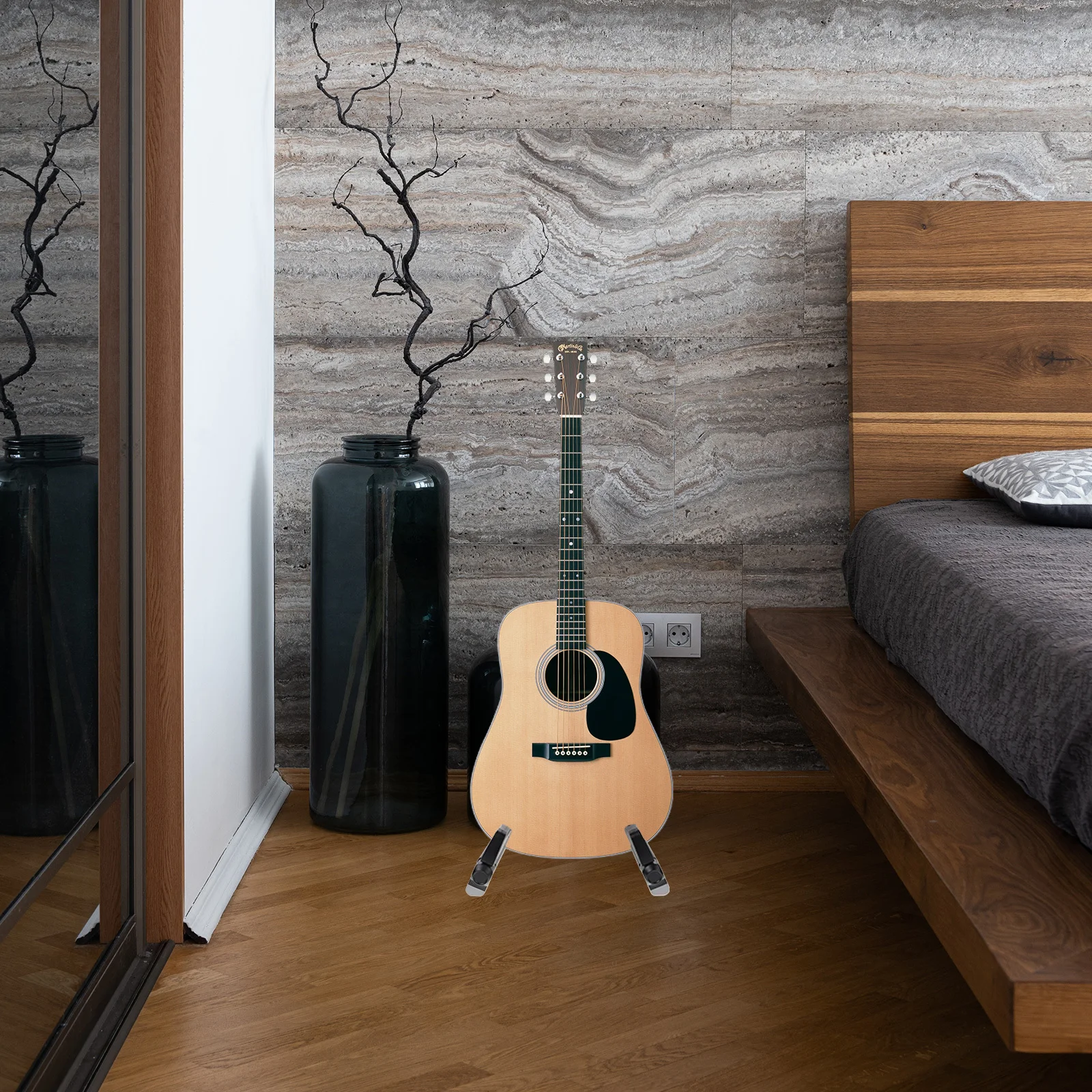

Portable Foldable For Acoustic Electric Bass Ukulele Floor Holder Sturdy Base Stable Support Lightweight Durable Easy Storage