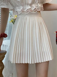 2024 New Fashion Spring Summer Pleated Skirt Solid Color High Waist Women's Slim Versatile Lining Short Skirts Girl's A-line