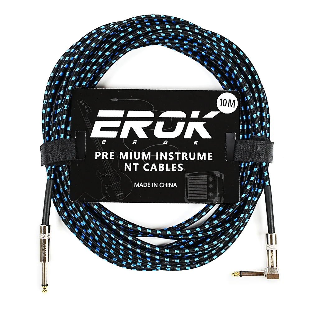 Erok-cabo universal de guitarra anti-ruído, 1.5/3/6/10m, 6.35mm, macho para macho, trançado, para baixo e guitarra