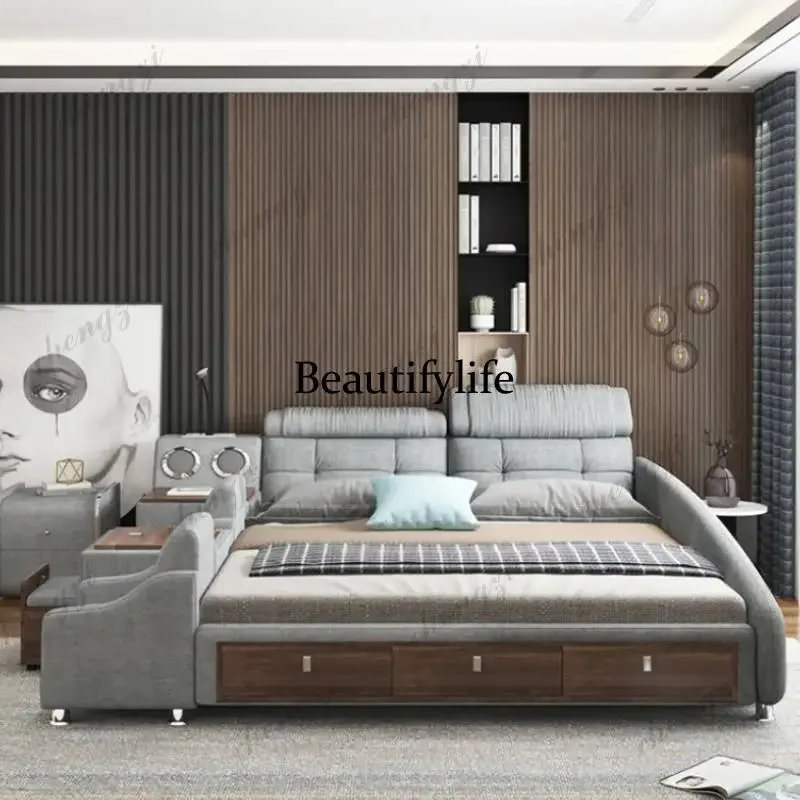 M178  Bedroom Decoration Double Bed Master Multifonction Luxury King Twin Bed Frame Smart Space Saving Cama Box Casal