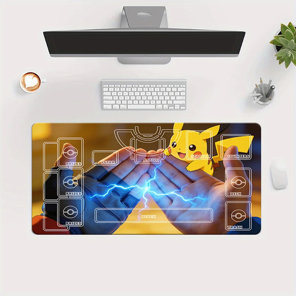 

Игровой коврик для настольных игр Pokemon Pikachu Electric Spark TCG с полным набором зон, коврик для мыши, настольный коврик