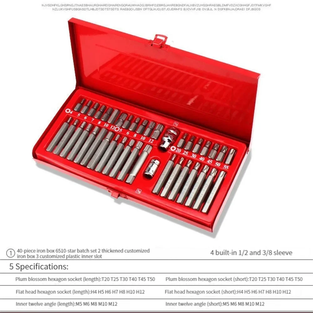 High Quality 40pcs Star Batch Set Spline Plum-blossom Screwdriver Hexagon Wrench Auto Repair Tool Combinationset Hex Tools Torx