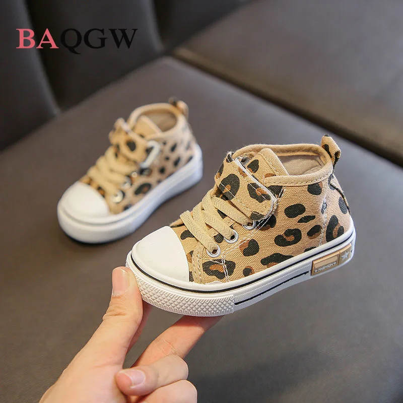 Autum Girls Shoes Leopard Children Casual Canva Boots Shoes Baby Toddler Shoes Little Kids Princess Girl Fashion Soft Sneakers