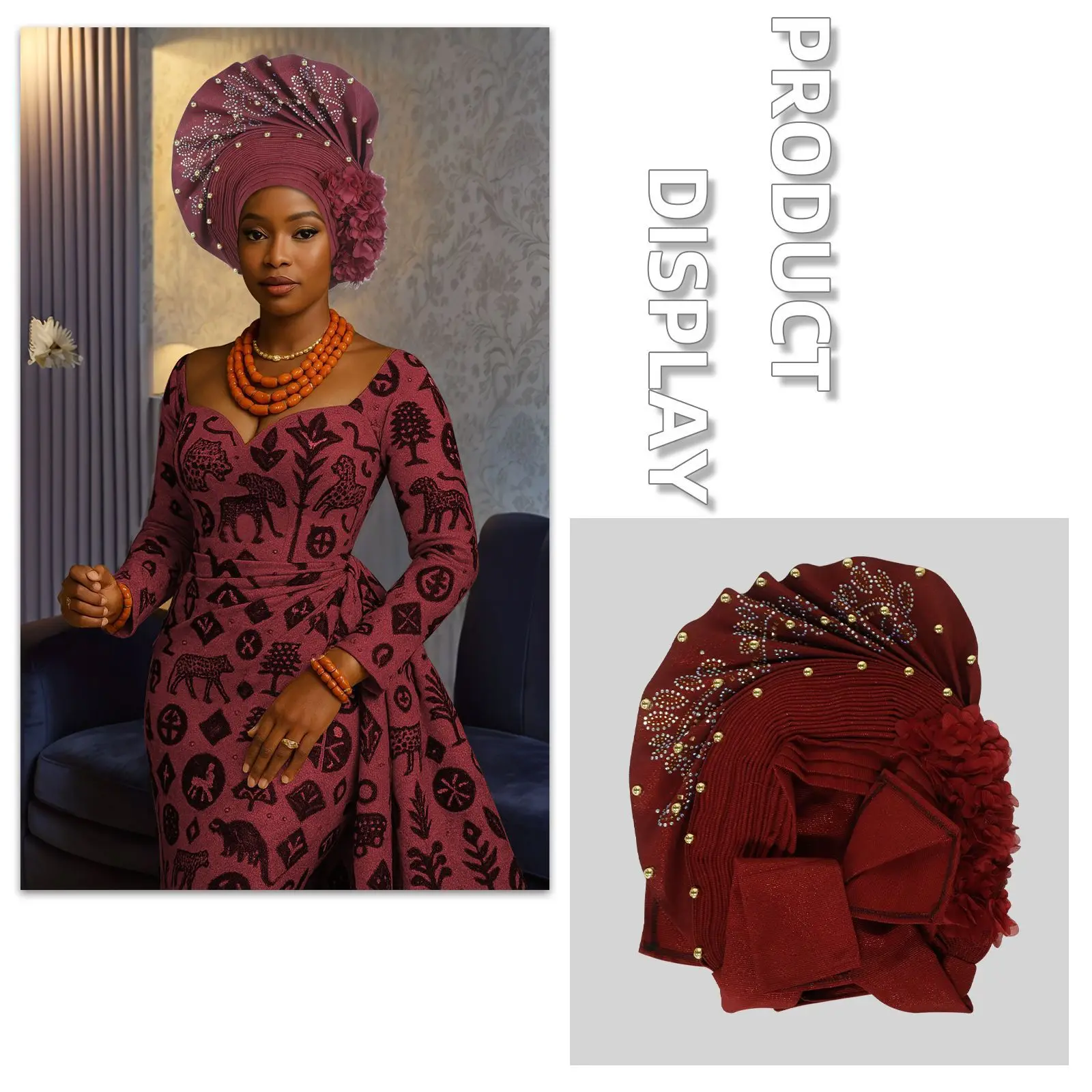 

Новейшая шапка-тюрбан с африканскими бриллиантами и цветами для женщин, головной убор для свадебной вечеринки, шляпа-хиджаб, головной убор с автогелем, готовый заказ