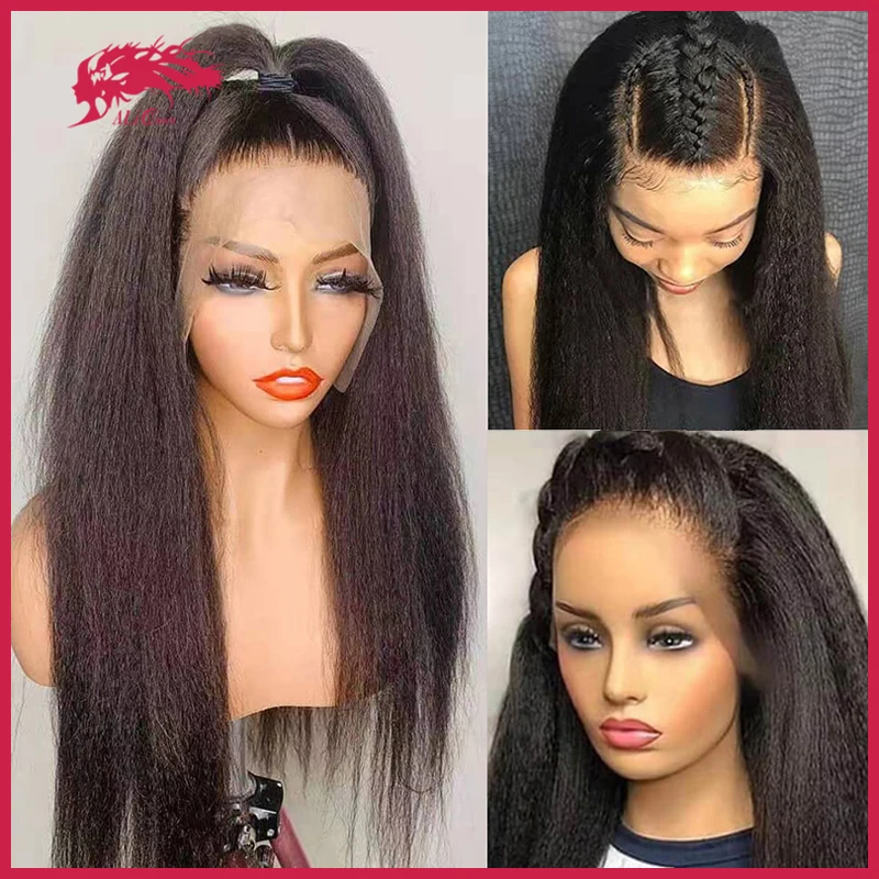 Yaki Straight Lace Frontal Wigs 13X4/13X6 Lace Front Human Hair Wigs For Women Brazilian Remy Hair 4x4 Lace Closure Wigs