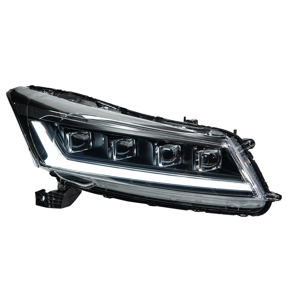 For 2008-2012 Eighth Generation Accord Headlight Assembly Modified Full LED Four Lens 12V New Flowing Turn Signal