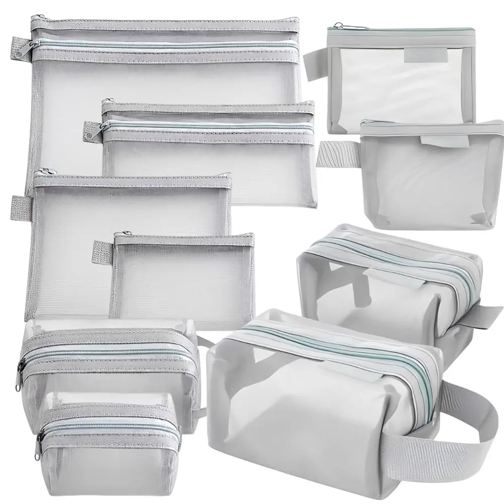 6pcs Multi-Size Mesh Zipper Pouches, Lightweight Cosmetic Organizer for Makeup, Stationery and Electronic Gadgets YMY