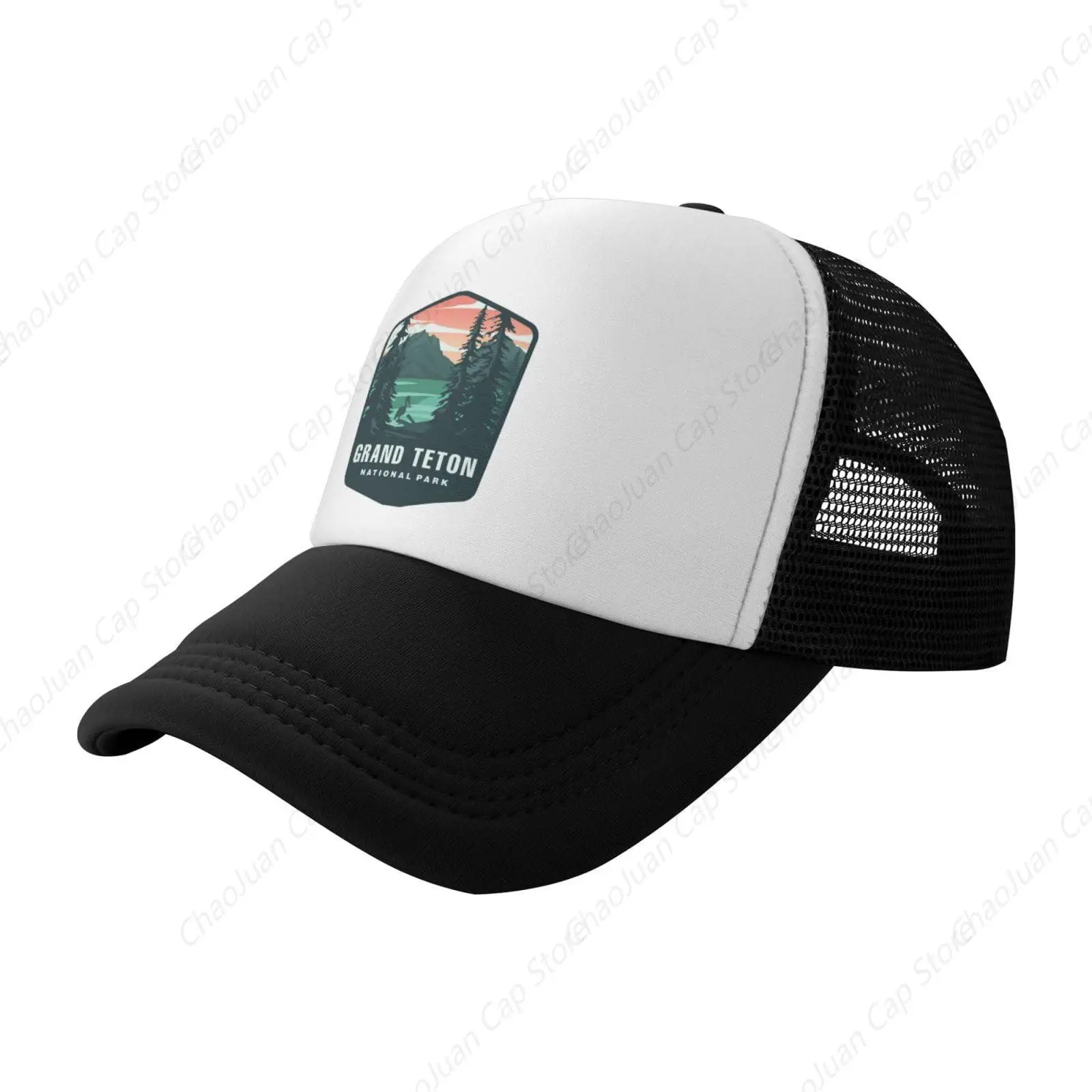 Gorra de béisbol para hombre, gorro de camionero Vintage para senderismo, sombreros Snapback, gorra de Parque Nacional Grand Teton de moda, negro