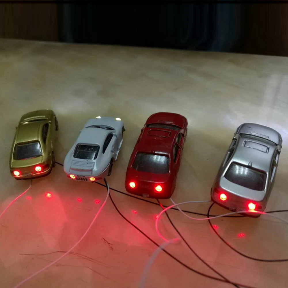 10Pcs/Bag 1:75/100/150/200 HO Scale Sand Table Model Car with Led Lights Micro Scene Building Decoration Kit DIY Mini Ornaments