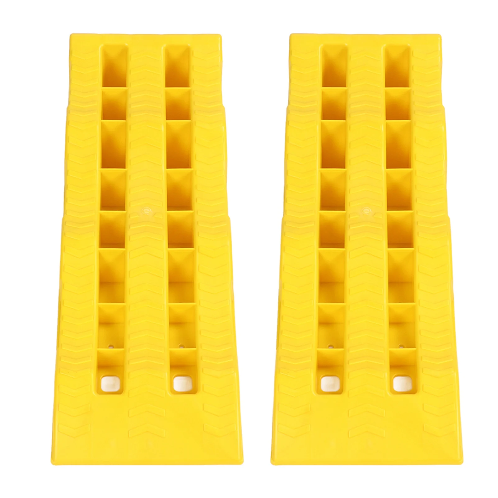 1 Pair RV Leveling Ramps 3 Stage Yellow Trailer Camper Wheel Chocks for Stabilizing Uneven Ground and Parking Trailer Leveler