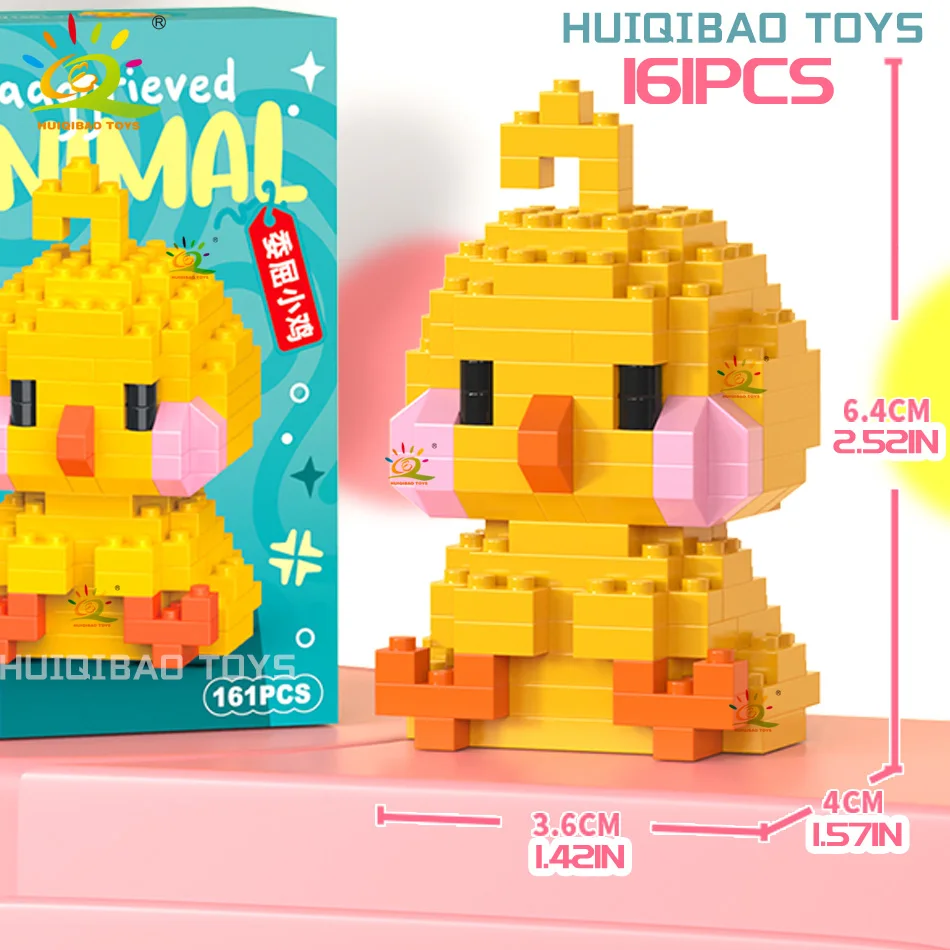 HUIQIBAO MINI Niedliches Haustier Tier Pinguin Modell Baustein Micro Set Stadt Cartoon Löwe Diamant Steine Lernspielzeug für Erwachsene