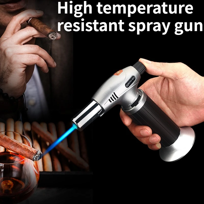 

Windproof Inflatable Metal Direct Impact Spray Gun High-temperature Lighter Outdoor Barbecue Supplies Cigarette Accessories