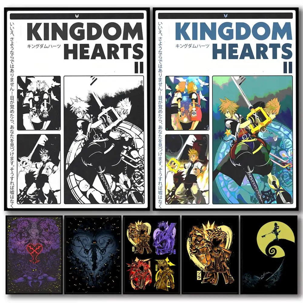Game K-kingdom Hearts Painting Calligraphy High-Quality Cotton Canvas Poster Wall Art for Living Room Modern Coffee House Decor