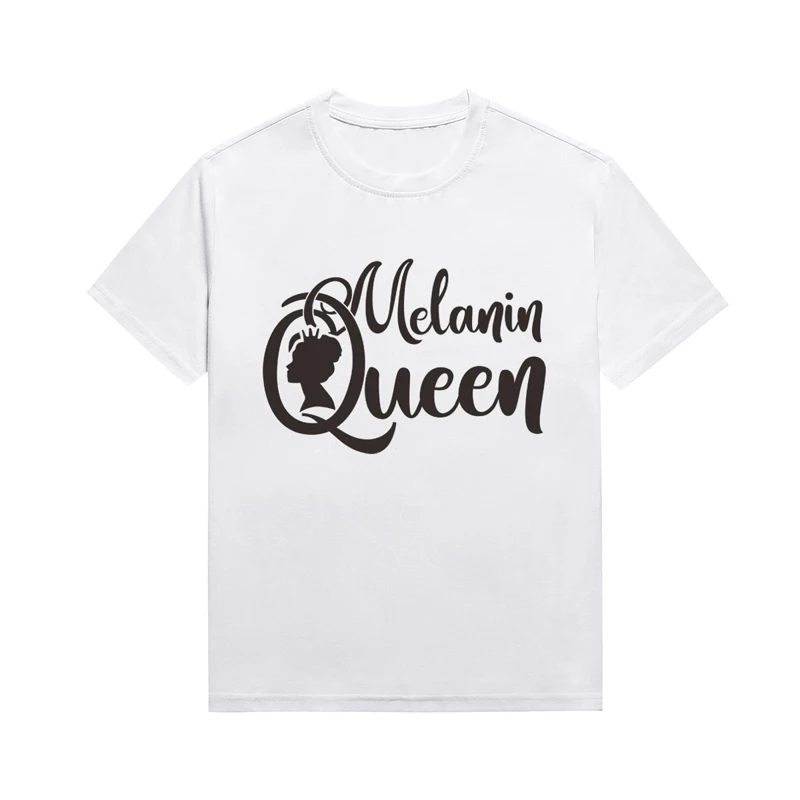 Melanin Queen Slogan T Shirt Black Girl Silhouette Graphic Tees Unisex Style Tops Custom T Shirts For Women