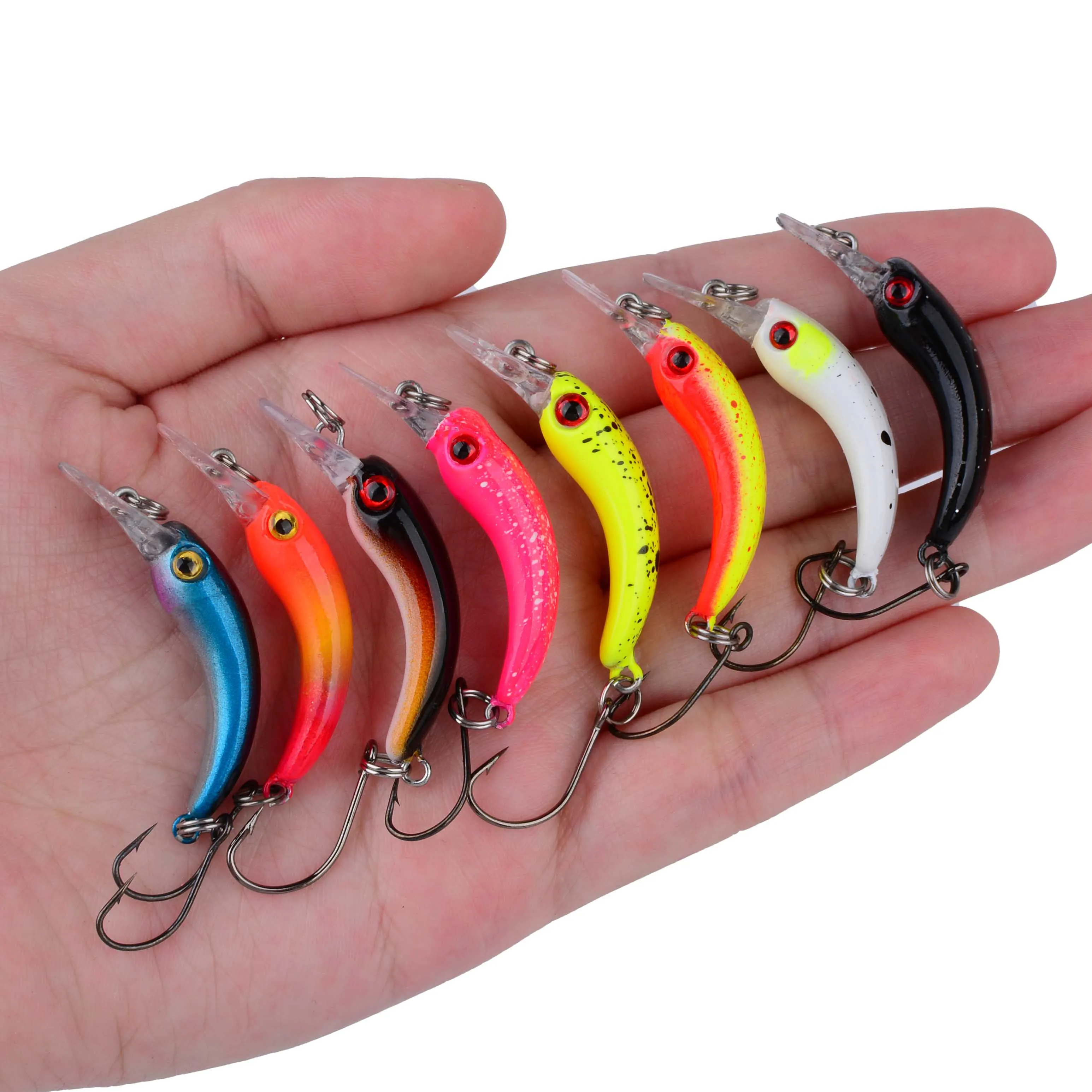 8Pcs Slow Sinking Fishing Lure Micro Lures Artificial Minnow Bait Wobblers For Trout Bass ﻿