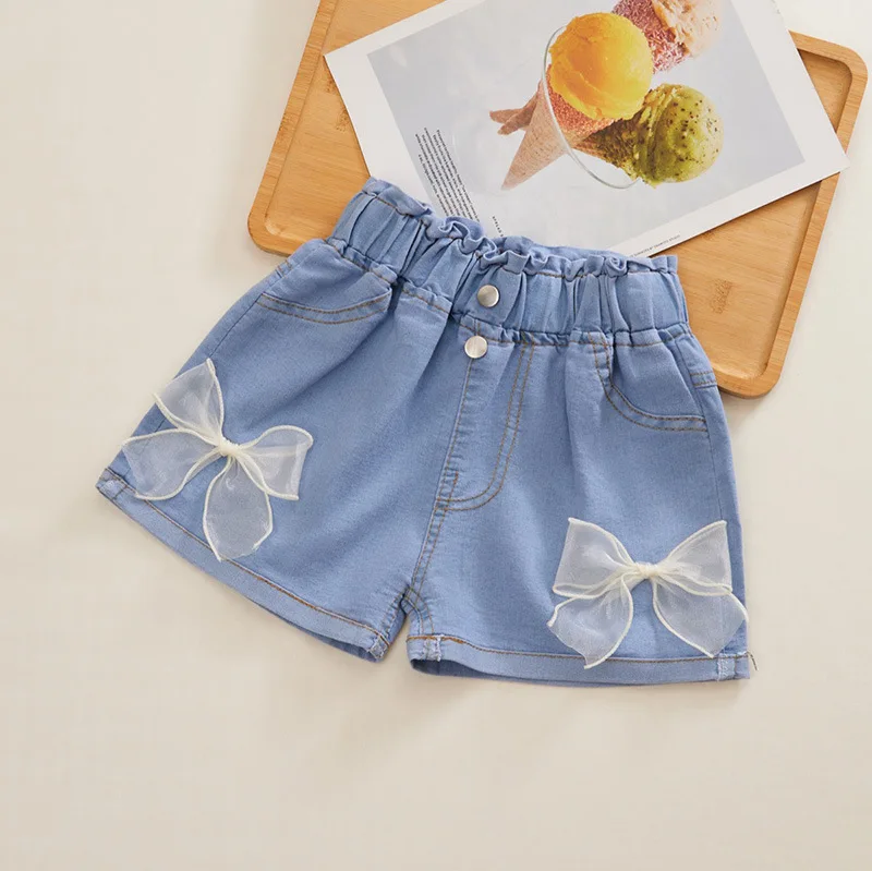 New Summer Children\'s Shorts Jeans Girls Solid Color Jeans Casual Loose  Kids Pants Clothes Fashion Girl Pants Jeans 3-10 Years