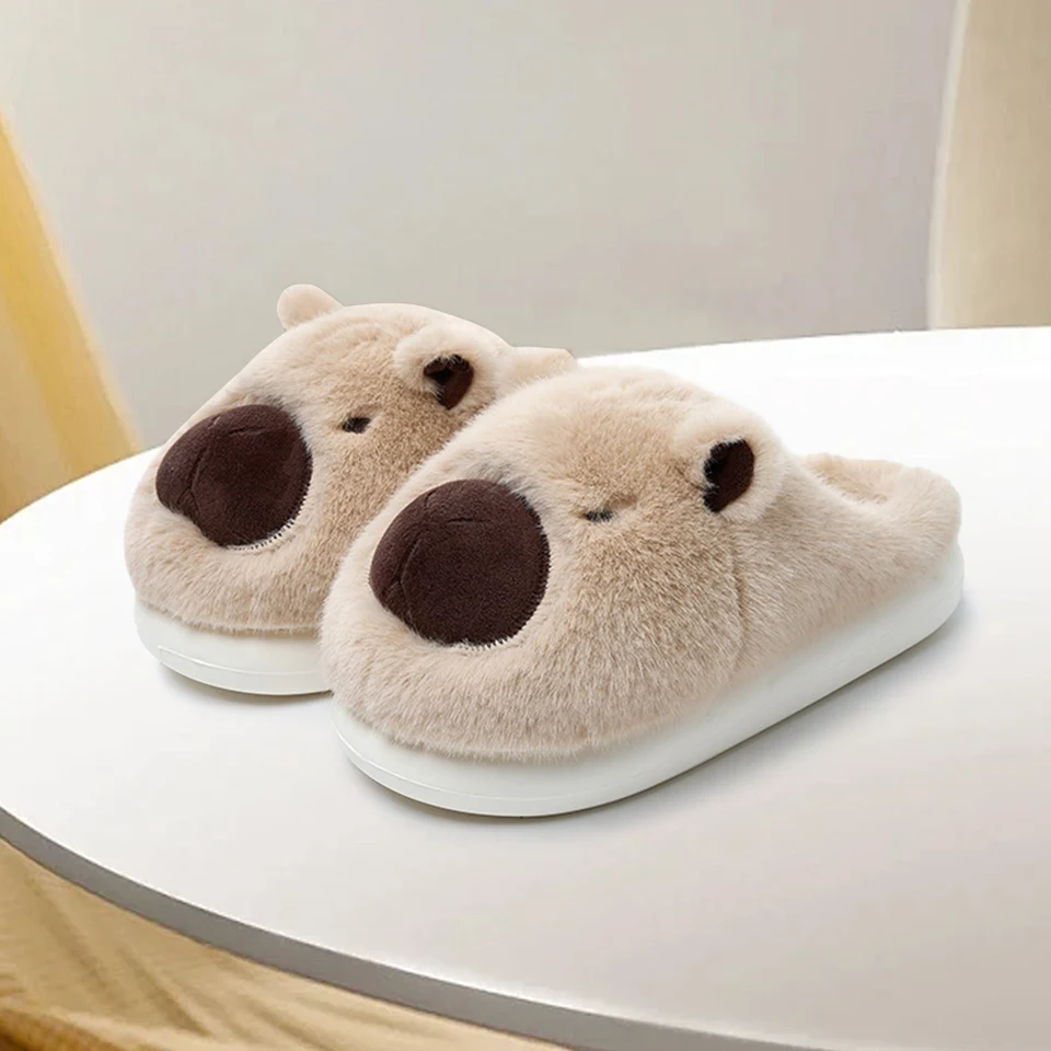 Pantoufles Lapin Enfants Peluche Douce à Enfiler – Bout Rond Chaud Et Mignon Taille 4 – Idéal Filles Et Garçons