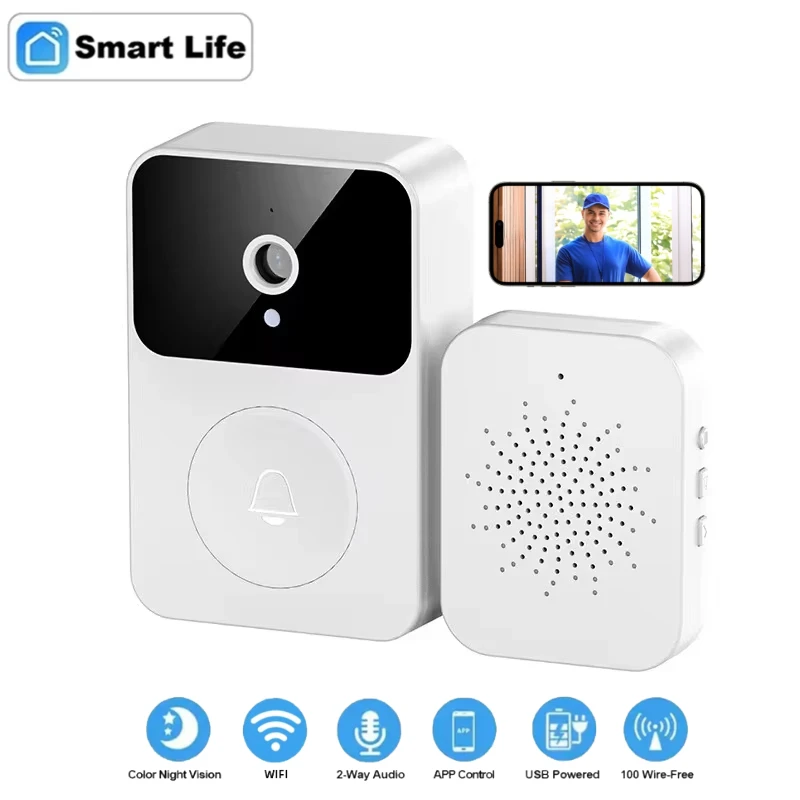 Campanello senza fili Telecamera Wifi Video HD Citofono per occhi Porta digitale Peepholes Tuya Smart Anello per visione notturna Campanello per porta Sicurezza domestica