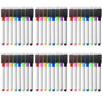 50/48 Stuks Kleurrijke Magnetische Whiteboard Marker Pen School White Board Droog-Wissen Fijne Penpunt Pen Kinderen met Gum Rubber Schrijven