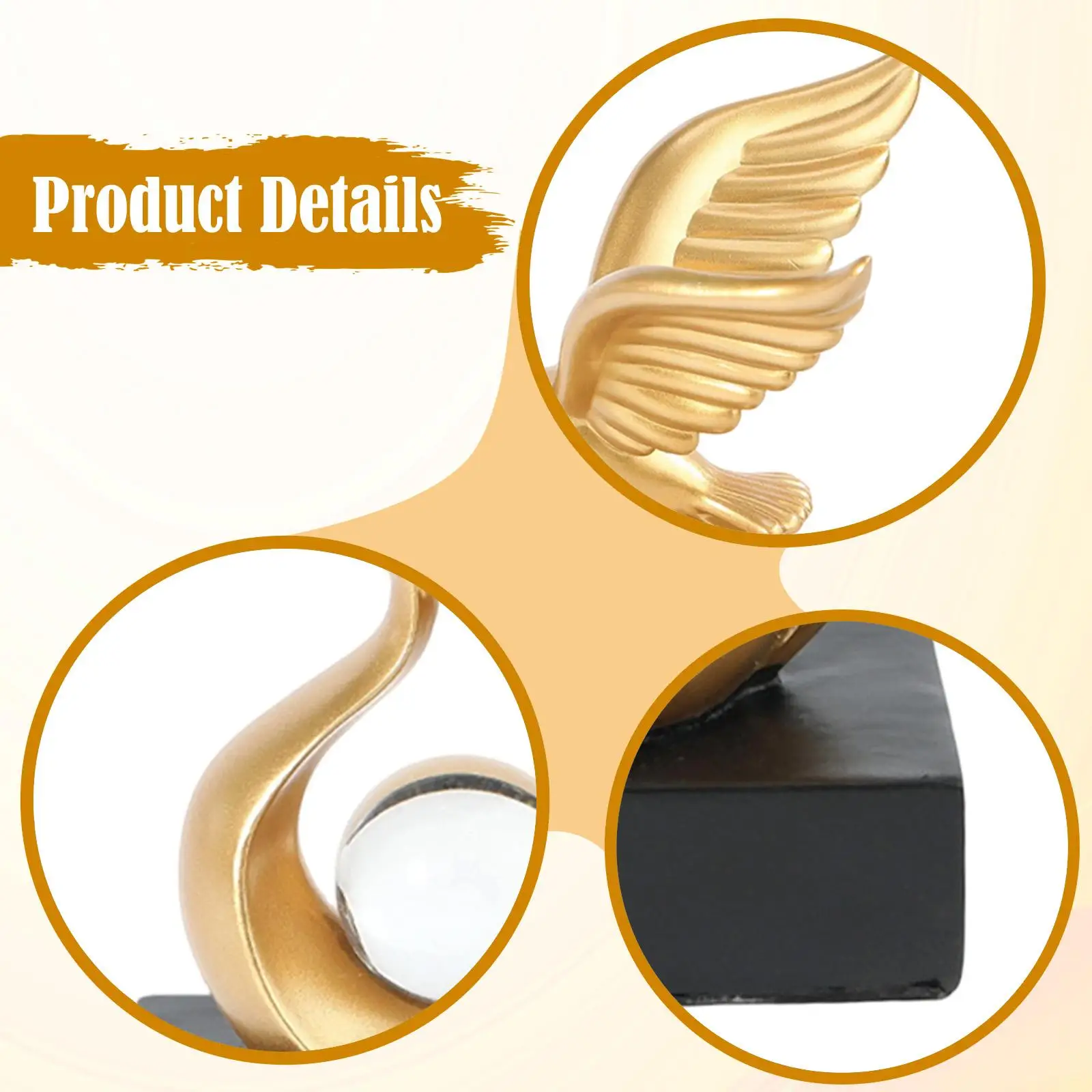 Bird Statue,Living Room Bedroom Clear Ball Decorative Spread Its Wing Ornament Animal Sculpture for New Year Hotel Cabinet Party