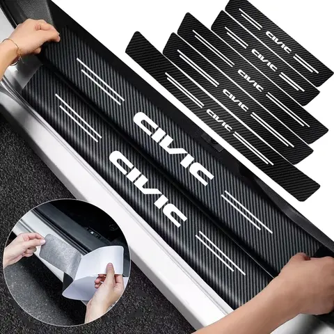 1/4/5Pcs Auto Tür-Schwellen-verschleiss-Platte Dekor Carbon Faser Aufkleber Für Honda Civic FIT CRV Accord Insight Odyssey Vezel Jazz HRV CRZ