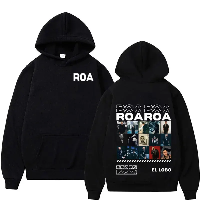 

Худи с графическим принтом Rapper Roa El Lobo, мужские пуловеры на весну-осень, оверсайз, в стиле Харадзюку, повседневные, уютные флисовые толстовки унисекс