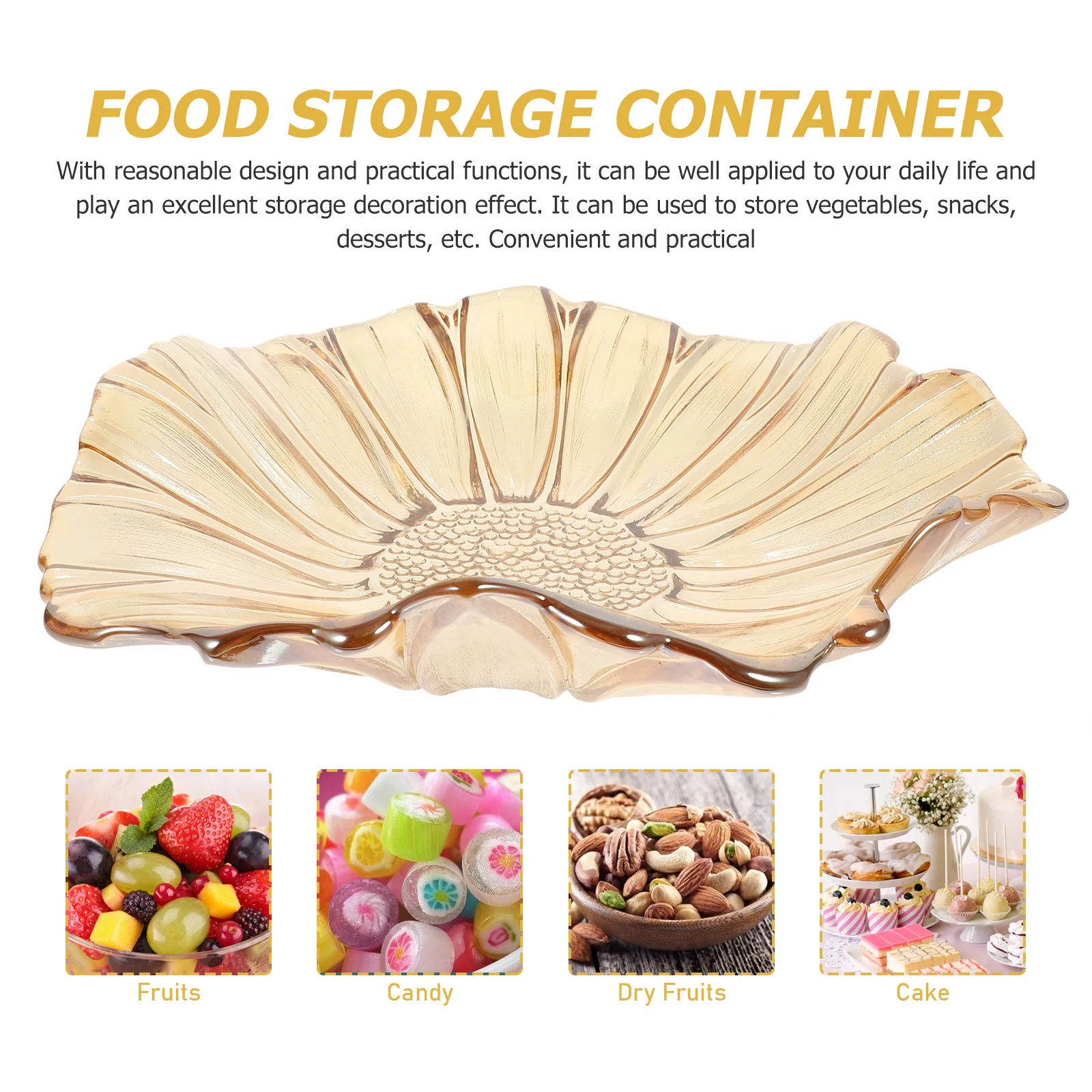 

Stylish Glass Storage Plate Sunflower Art Design for Fruit Cake Candy Serving Ideal Gift for Family Friends Home Party Occasions