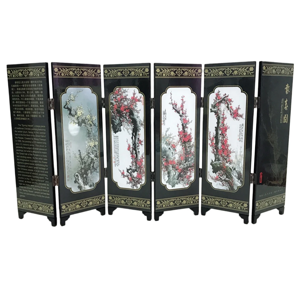 

6-Panel Spring Screen Room Divider Wood Folding Partition Business Mini Home Decor 48*24*0.6cm Home Accessories
