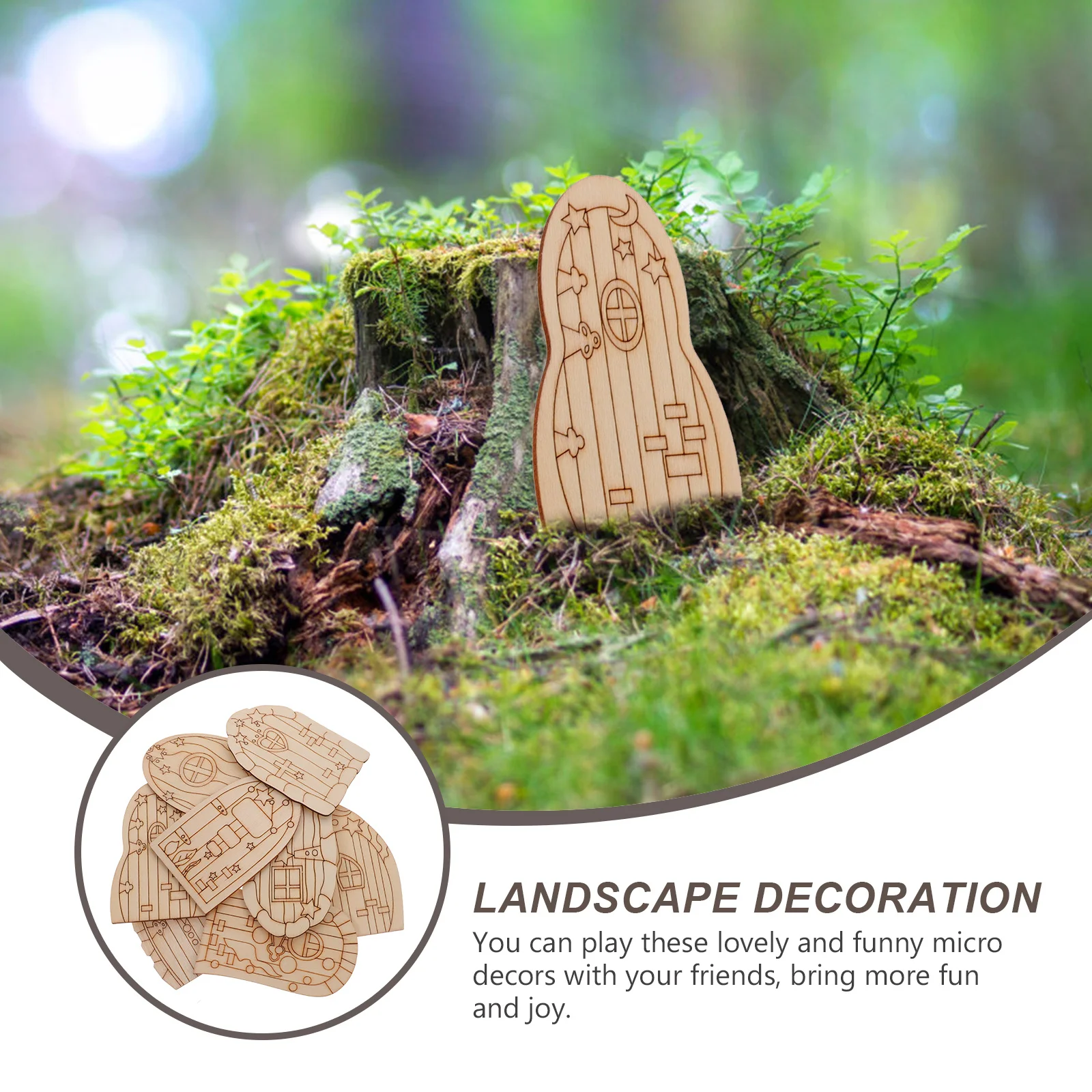 

64Pcs Miniature Fairy House Door Wood Craft Kit for Home Garden Decoration DIY Unfinished Scene Building Accessory