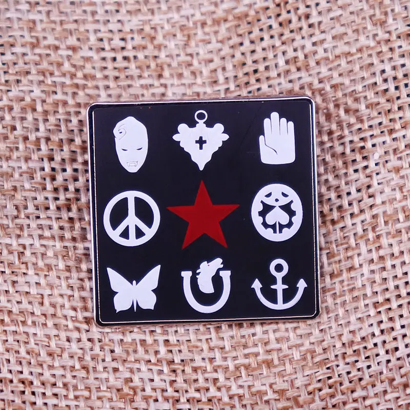 جوجوس مغامرة غريبة المينا دبوس أنيمي بروش جوولين كوجوه السيف فراشة القوى جوتارو كوجو الحد الأدنى الخنفساء شارة مجوهرات