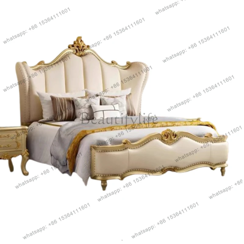 

Элитная кровать в европейском стиле, роскошная, с изголовьем, комфортная, высококачественная, для спальни, мебель для дома