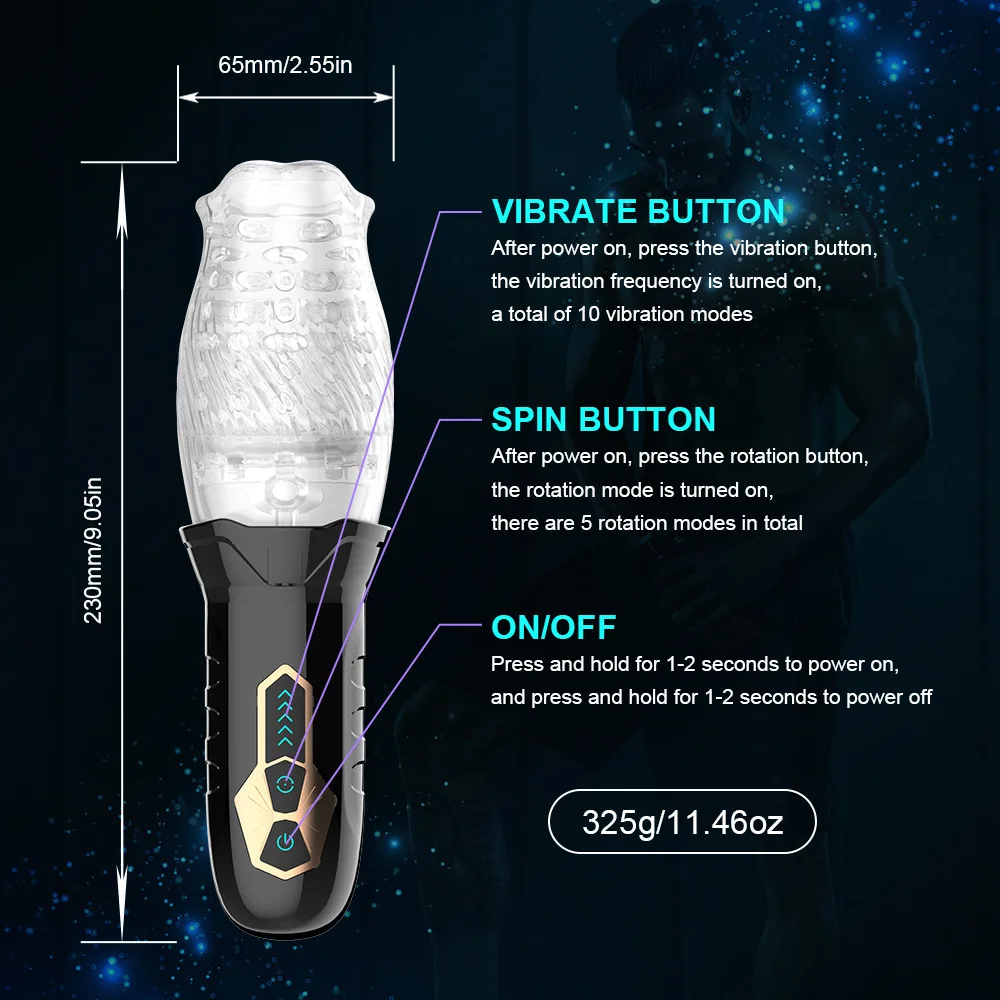 Automatic Electric 360° Rotating Sucking Male Blowjob Piston Masturbator Cup Vagina Real Oral Vibrator Sex Toys for Adults Men