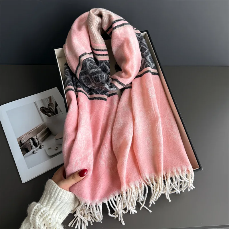 

Роскошный зимний шарф из 100% шерсти, женский утолщенный однотонный кашемировый носовой платок, теплая пашмина, 2 цвета, женская шаль, мягкий парео Bufanda