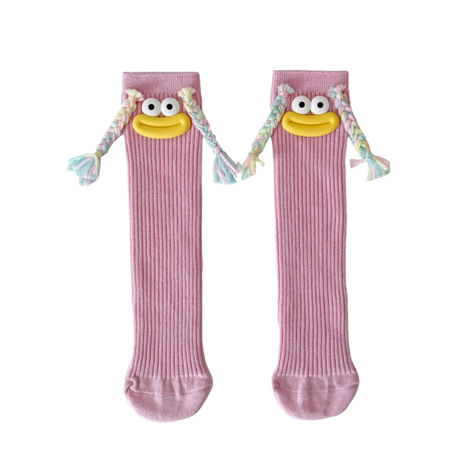 Frau Mittlere Länge Kawaii Cartoon Bunte Socke Mädchen Großen Mund Zöpfe Lustige Baumwolle Lange Socken Weibliche Nette Über Knie Hohe Strümpfe – Detail 15