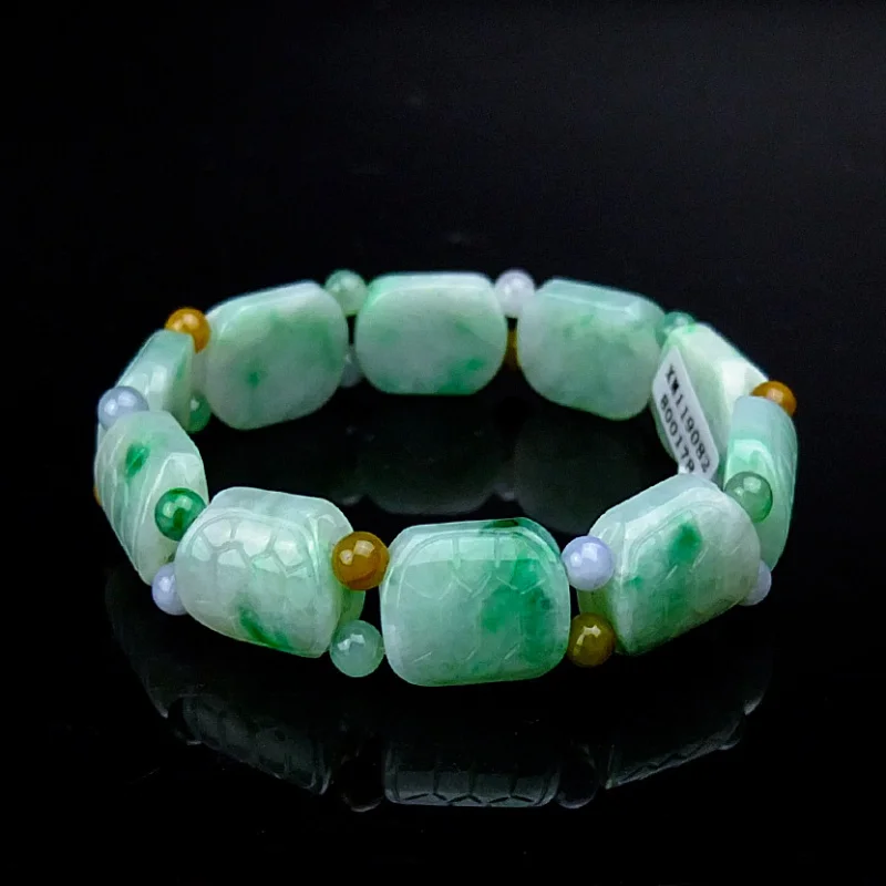 Natural Myanmar Emerald Hand Brand Ice Glutinous Jade Longevity Turtle Bracelet with Certificate Factory Wholesale