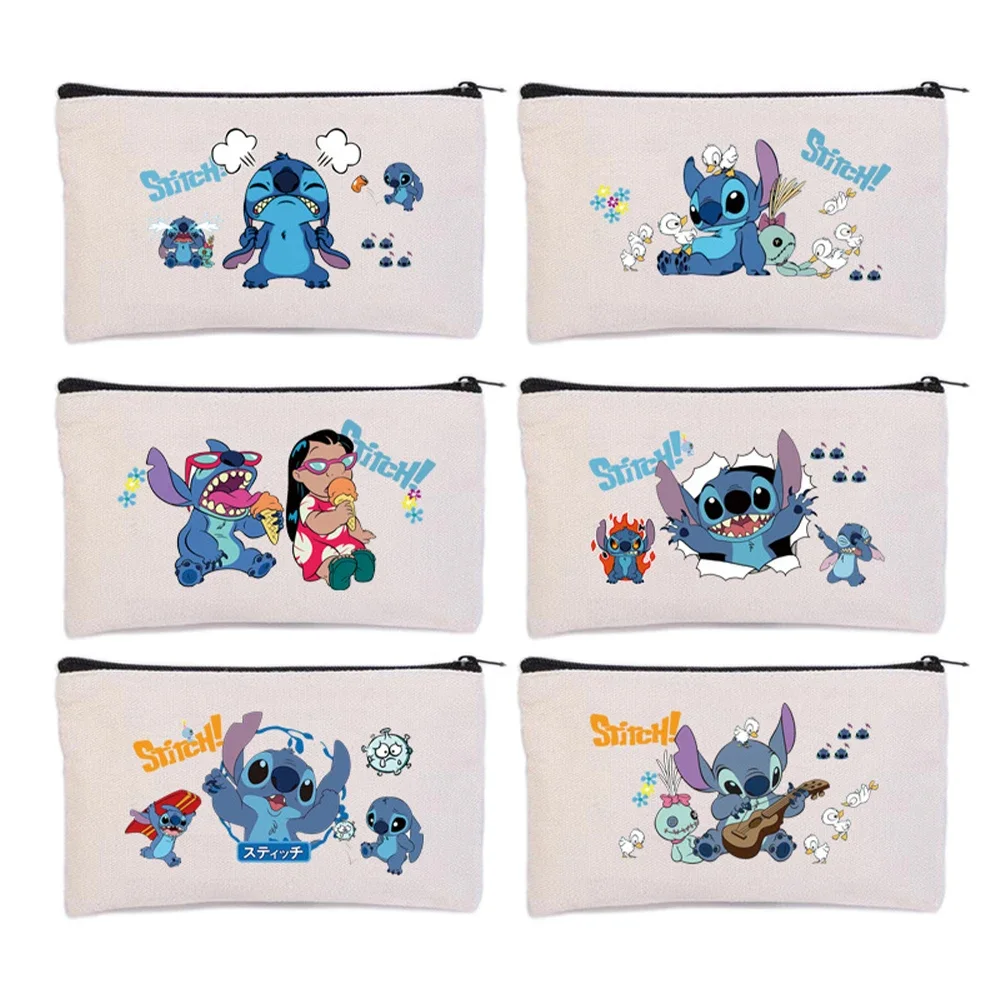 

Kawaii Disney Stitch Printed Zipper Pen Bag Stationery Box Cartoon Pencil Case Primary and Secondary School Student Pencil Bag