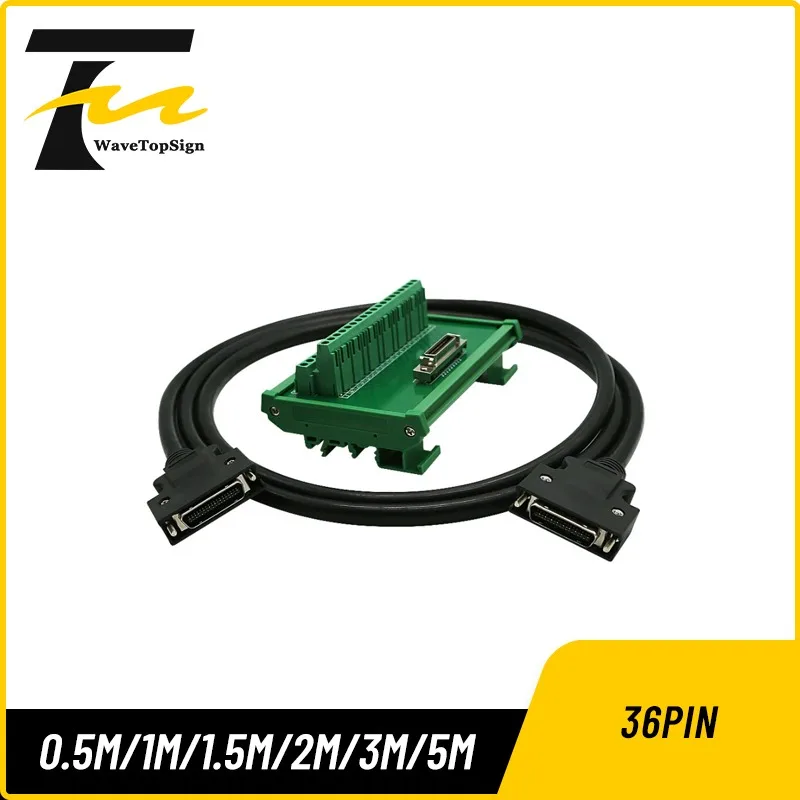 DIN Rail Guide Rail Installation Terminal Board SCSI36 I/O Board with Cable 0.5m 1m 2m 3m for Delta Siemens Mitsubishi PLC