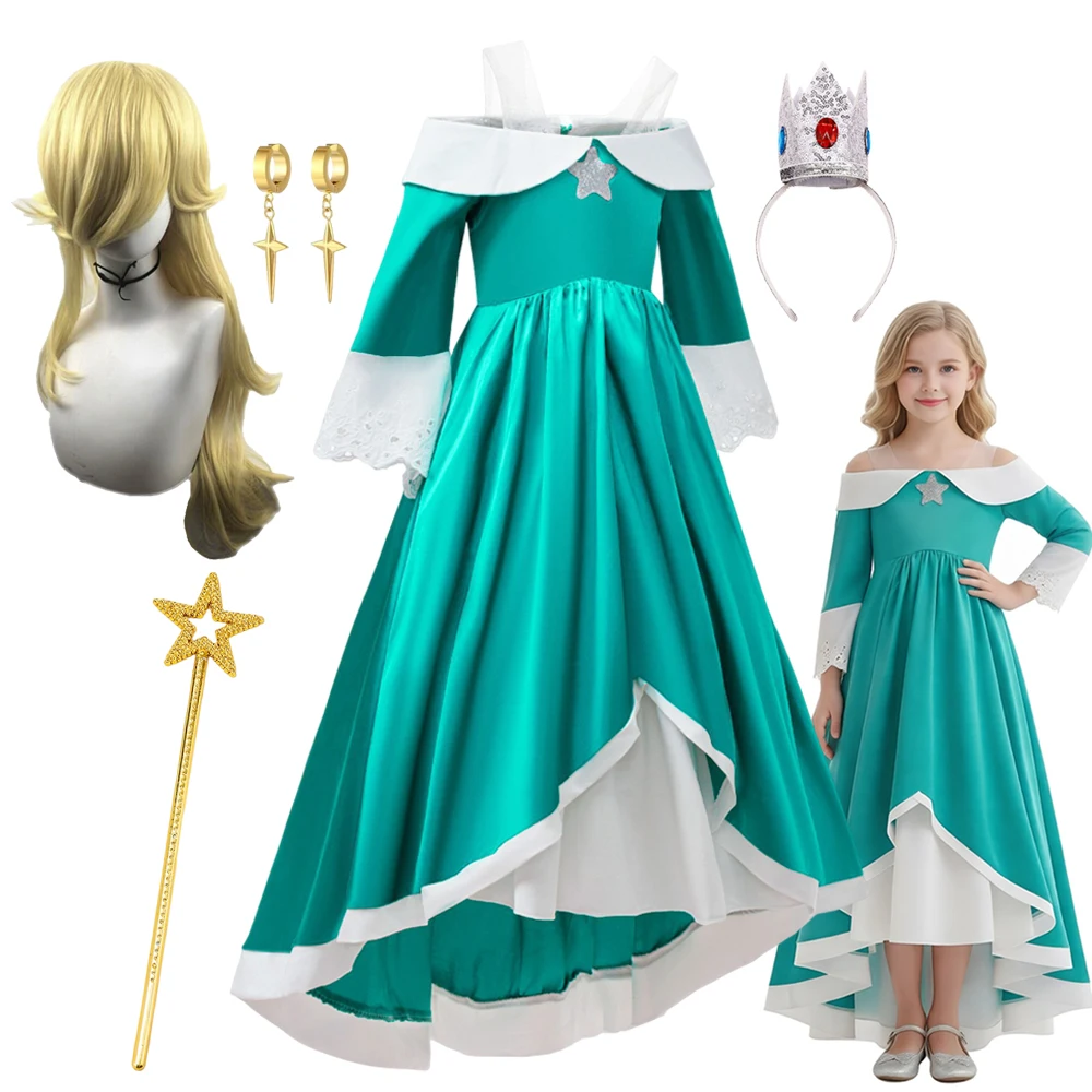 Nuevo Vestido de Princesa Rosalina para Niñas, Disfraz de Halloween, Disfraz de Cumpleaños, Vestido de Carnaval para Niñas, 2026