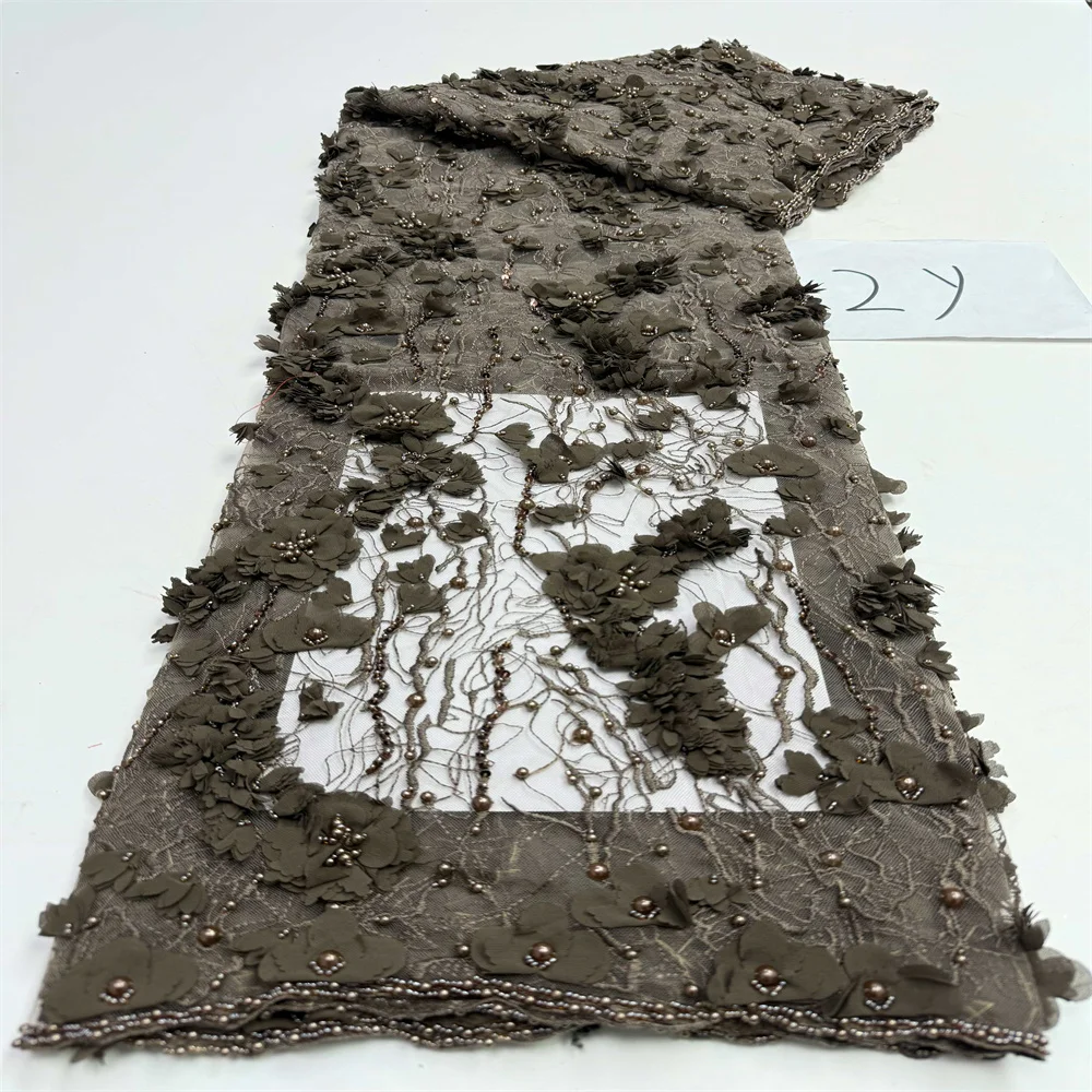 قماش دانتيل مطرز بالترتر الفرنسي الفاخر لفستان الزفاف على الطراز النيجيري الأفريقي مواد الخياطة 2 ياردات #1