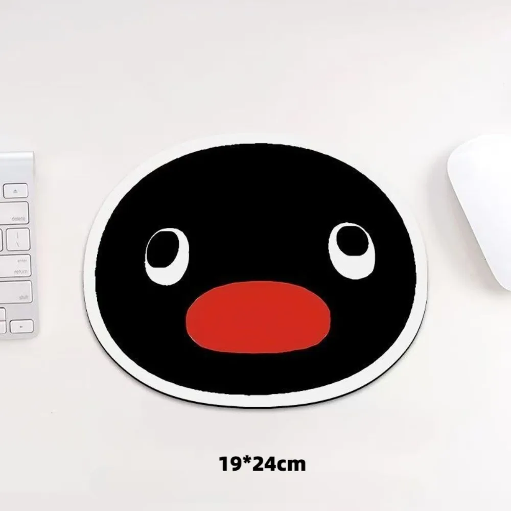 Cute Penguin Expression Mouse Pad Funny Cartoon Oval Non-Slip Rubber Mousepad for Office Gaming Desk Decor