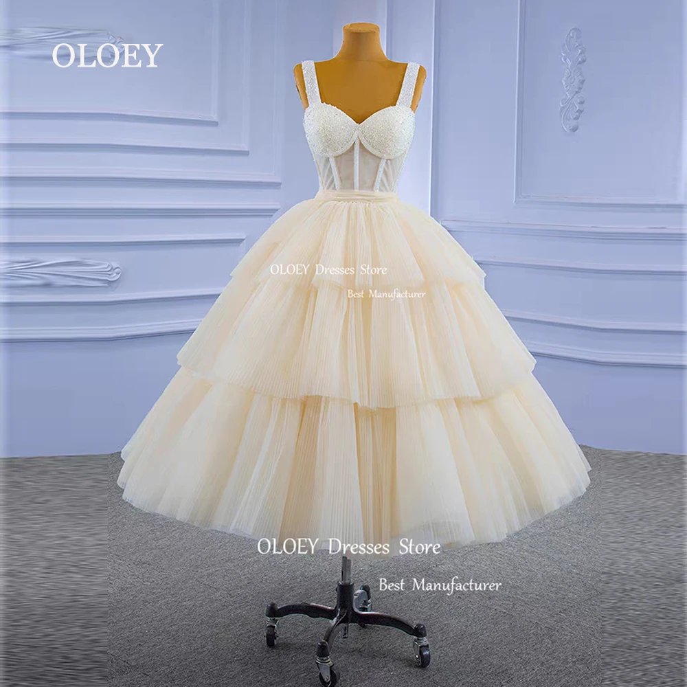 

OLOEY Exquisite Glitter Beading Yellow Prom Dress Wedding Photoshoot Tiered Silky Organza Performance Dress Wedding Party Gown