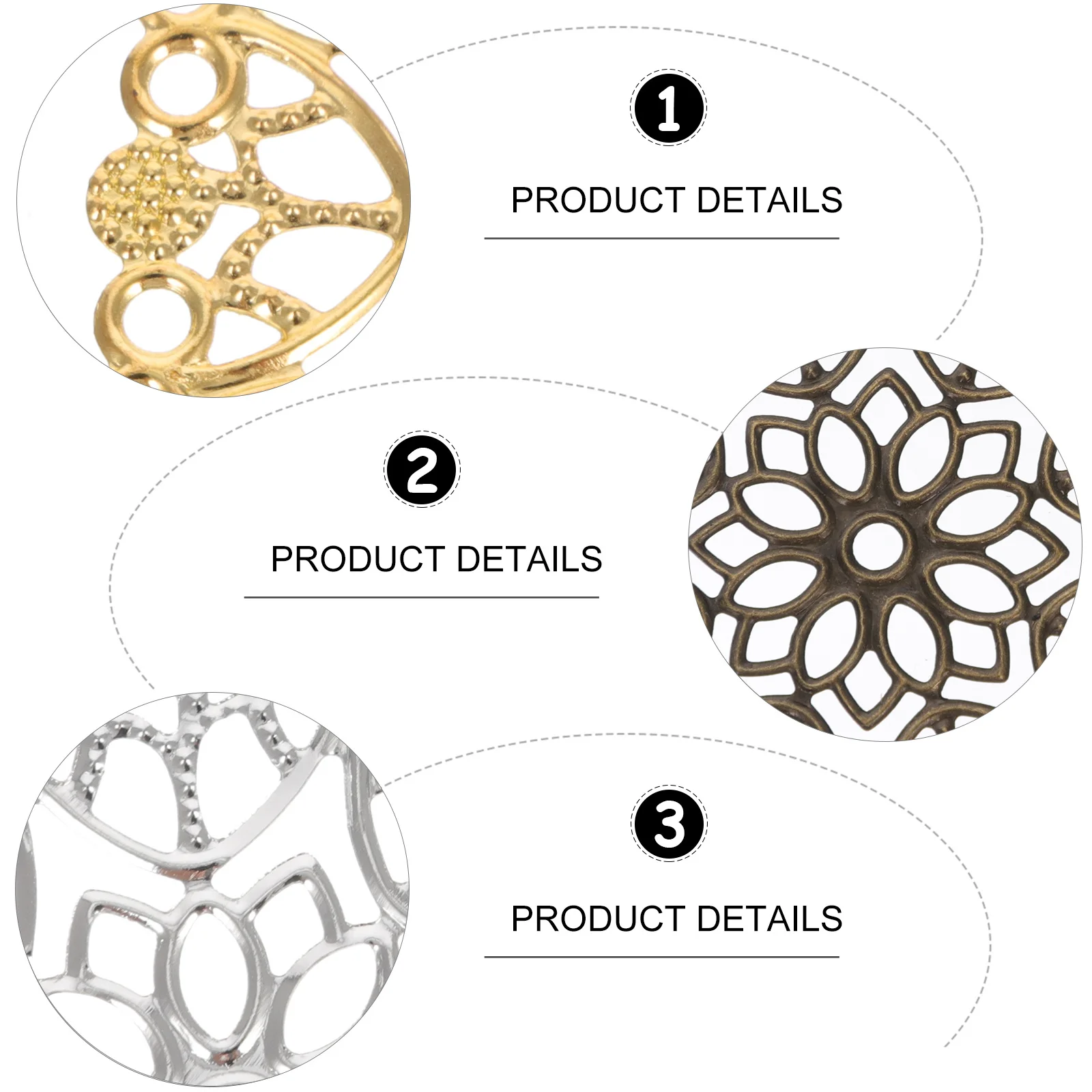 

60Pcs Exquisite Hollow Flower Base Pieces DIY Jewelry Charms Craft Materials for Handmade Necklace Hair Ornament Decor