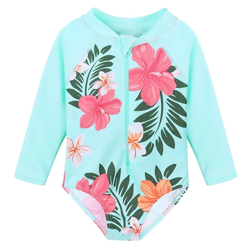 4 -11 Years Girls Swimsuit UPF 50+ UV Swimwear Sun Protective One Piece Beachwear with Ziper Surfing Suit Rashguard
