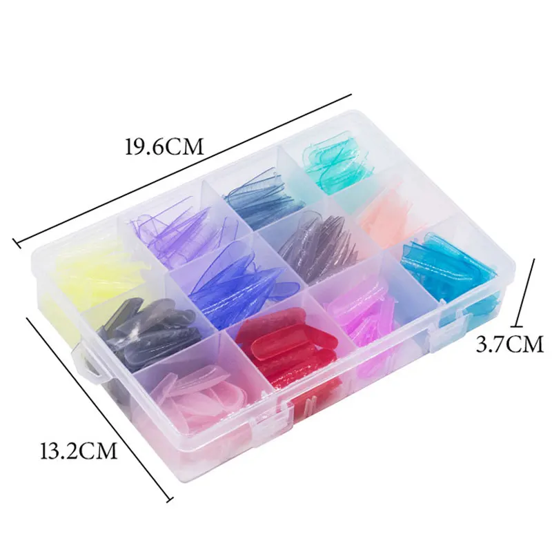 288/144 Stück bunte Dual-Form-Nagelformen, wiederverwendbar, mehrere Nagelformen für Gel-Erweiterungen, Acryl, falsche Nagelspitzen, DIY-Werkzeugset