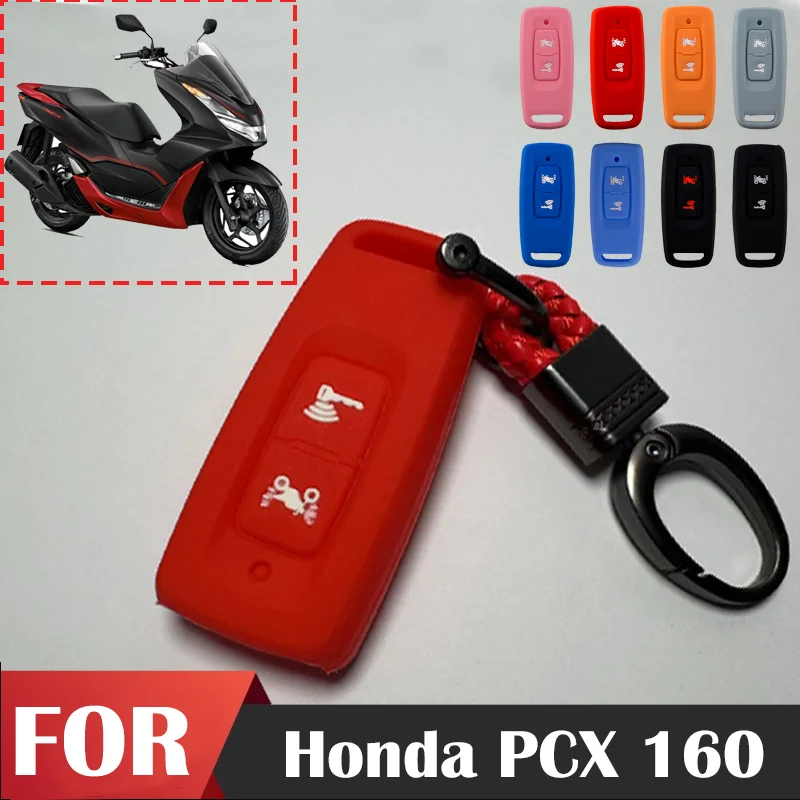 for Honda PCX 160 Silicone Key Cover Shell Motorcycle Key Case 3 or 2  Button  Remote Key Protector Holder Keychain